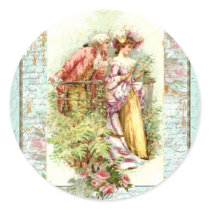 Romantic Vintage Regency Couple with Roses