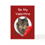 Romantic  Watercolor Wolf Valentine Greeting Card