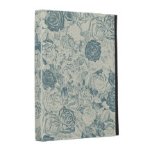 Romantic White and Blue Roses iPad Folio Cover