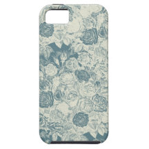 Romantic White and Blue Roses iPhone 5 Cases