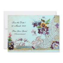 ROMANTICA  2 MONOGRAM , antique blue Announcement