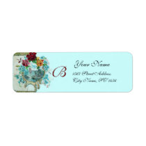 ROMANTICA 3 MONOGRAM blue Return Address Labels