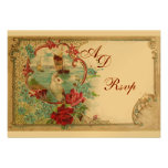 ROMANTICA  MONOGRAM RSVP, red blue pink gold Custom Invitation