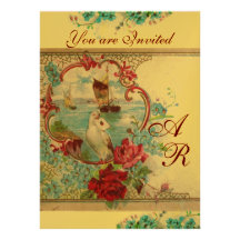 ROMANTİCA  MONOGRAM White Champagne Metallic paper Invitation