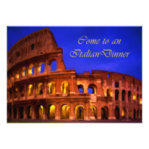 Rome Colosseum at Night Italian Dinner Custom Invitations