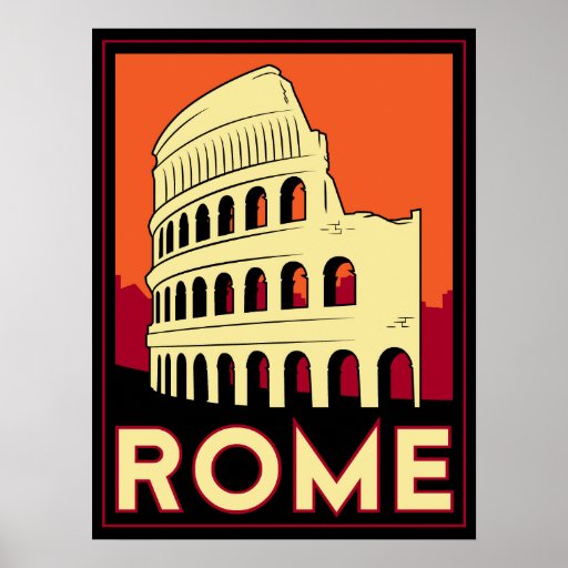 rome italy coliseum europe vintage retro travel posters