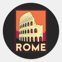 rome italy coliseum europe vintage retro travel round sticker