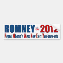 Romney 2012 - Repeal Obama's Mess Now Bumper Stickers