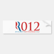 Romney 2012 Sticker on white - Stripes - Sticker Bumper Sticker
