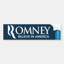Romney Believe In America Bumper Sticker Dark Blue