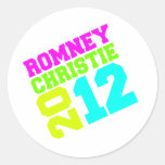 ROMNEY CHRISTIE VP NEON COLLEGIATE.png Round Sticker