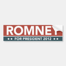 Romney For President 2012 Bumper Sticker Red, Blue