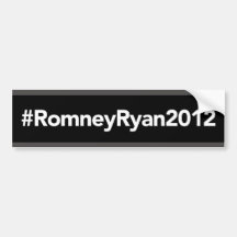 Romney Ryan 2012 Hashtag Bumper Sticker (Black)
