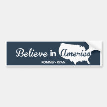 Romney Ryan Believe In America Dark Blue Bumper Bumper Stickers