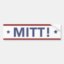 Romney Ryan MITT! Bumper Sticker White, Red, Blue