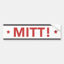 Romney Ryan MITT! Bumper Sticker White, Red, Grey
