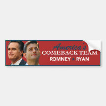 Romney Ryan Portrait America's Comeback Team Red Bumper Sticker