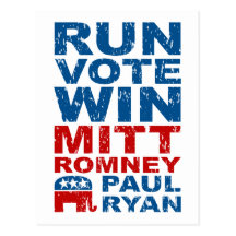 Romney Ryan Run Vote Win Postcards