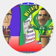 Romney vs Wizard of Odd Round Stickers