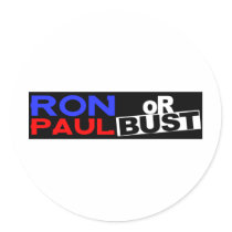 RON PAUL OR BUST ROUND STICKERS