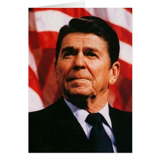 Ronald Reagan American Flag Portrait Greeting Cards