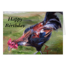 Rooster aceo Birthday Card