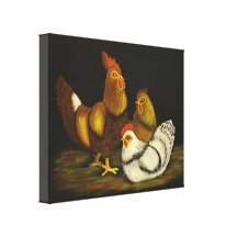Rooster and Hens ~ canvas Gallery Wrapped Canvas