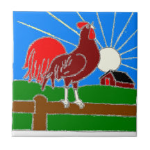 rooster and sun tiles