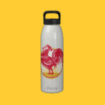 Rooster Cockerel Crowing Retro water bottles