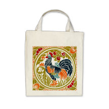Rooster Grocery Tote Canvas Bags