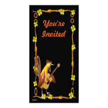 Rooster Guitar rock invite Photo Cards