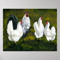 "Rooster & Hens" Art Print