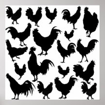 Rooster Poster black shadow  animals