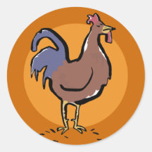 rooster round stickers