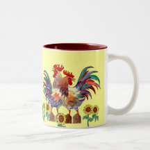 ROOSTER SUNFLOWER CUP by SHARON SHARPE Coffee Mugs