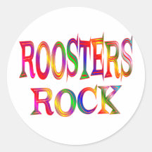 Roosters Rock Round Sticker