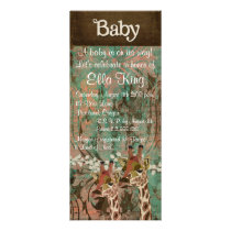Rosa Bronze  Giraffes Damask Baby Invitation invitations