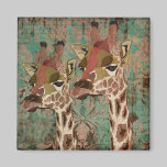 Rosa Giraffes Damask Magnet magnets
