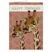 Rosa Giraffes Glitzy  Birthday Card cards