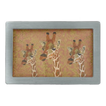 Rosa Golden Giraffes Damask  Belt Buckle belt buckles