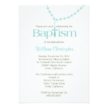 Rosary Beads Baptism Invitation for Boy