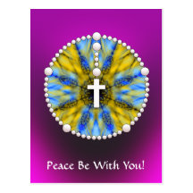 Rosary Dream Catcher Blue & Yellow Post Cards