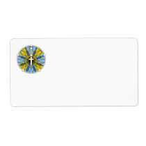 Rosary Dream Catcher Yellow & Blue Shipping Label