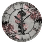 Rose And Key Collage Round Wall Clocks