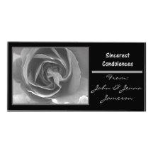 Rose blanc du noir de condelences le plus sincère cartes de vœux avec photo