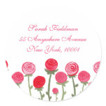Rose Blooms White Name Address Label Sticker