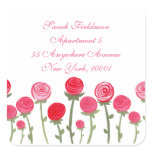 Rose Blooms White Name Address Label Sticker