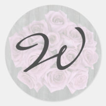 Rose Bouquet and Barnwood Monogram Sticker