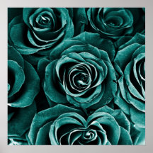 Rose Bouquet in Turquoise Posters