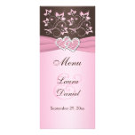 Rose, Brown floral, carte de menu de coeurs Motif Pour Double Carte